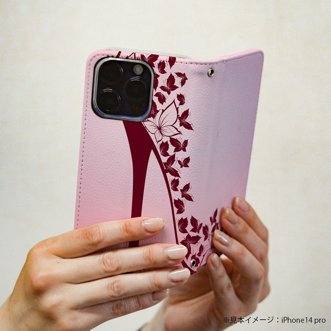 801SH AQUOS zero アクオス ゼロ 専用 ケース カバー 手帳型 マグネット式 ピタッと閉まる レザーケース カード収納 ポケット igcase 001579 ヒール　パンプス　靴　蝶