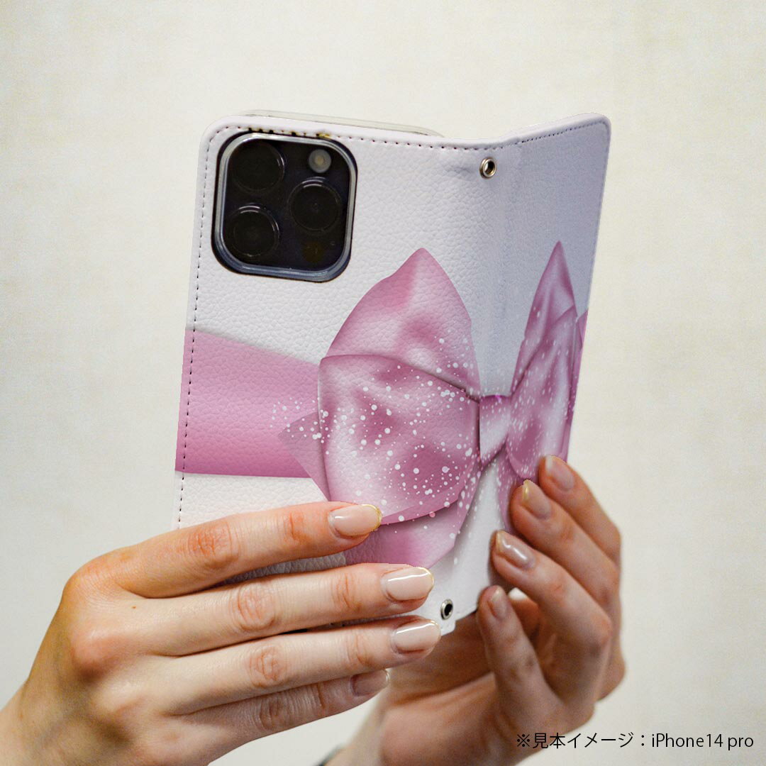 Xperia 1 VI 用 ケース カバー 手帳型 SO-51E / SOG13 / A401SO 共通対応 マグネット式 so51e ピタッと閉まる レザーケース カード収納 ポケット igcase 001633 リボン