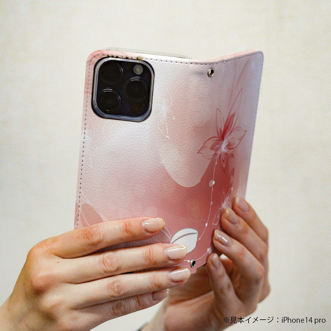 iPhone16pro 6.3インチ 専用 各キャリア iPhone 16 pro 共通対応 ケース カバー 手帳型 マグネット式 ピタッと閉まる レザーケース iphone16pro カード収納 ポケット igcase 001978 花　　ピンク