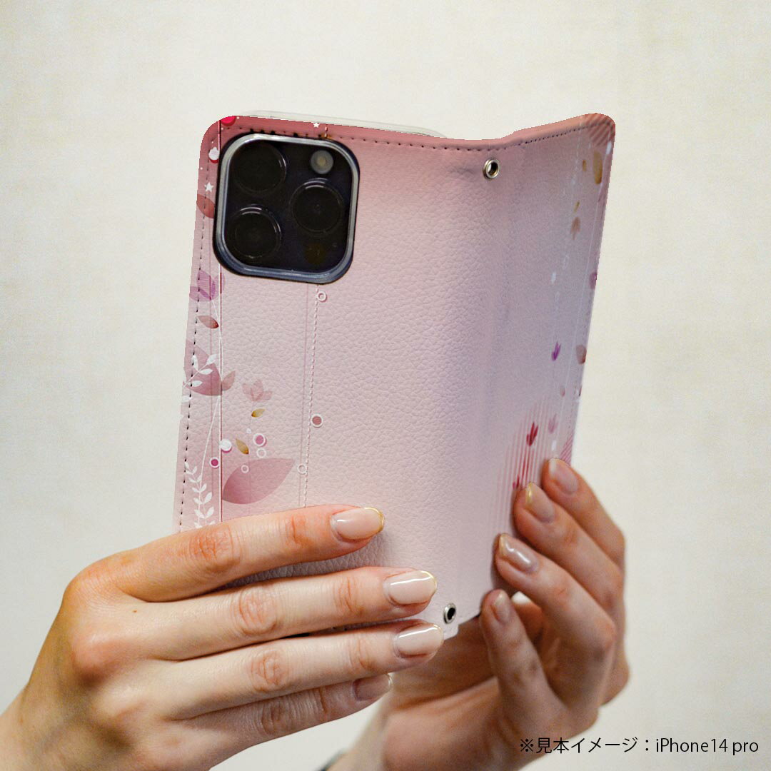 Xperia 10 II 用 スマホカバー SO-41A / SOV43 共通対応 ケース カバー 手帳型 マグネット式 ピタッと閉まる レザーケース カード収納 ポケット 002005 花　　ピンク