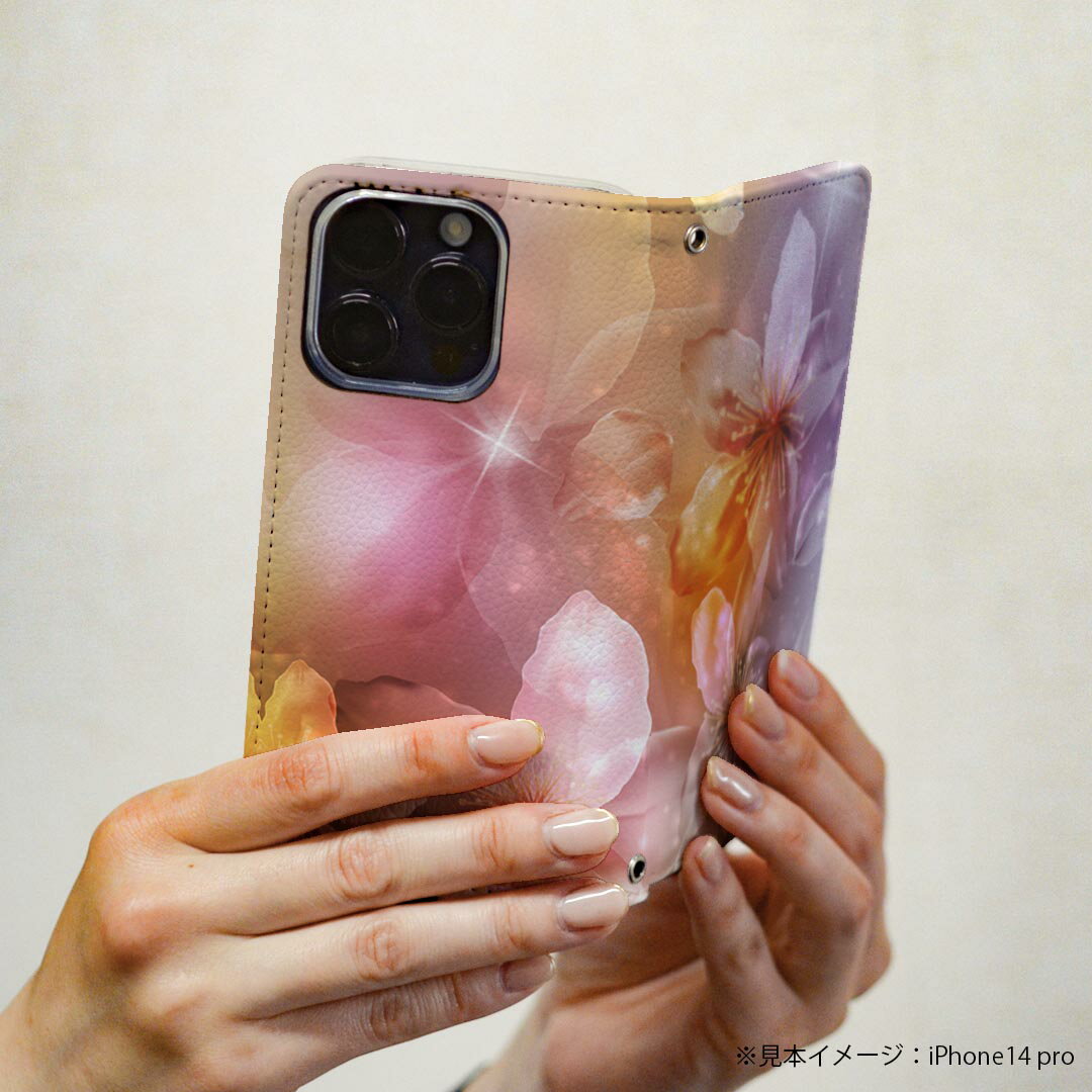 Xperia 10 VII 用 スマホカバー SO-52F / SOG16 / XQ-FE44 共通対応 ケース カバー 手帳型 マグネット式 ピタッと閉まる レザーケース カード収納 ポケット 002023 花　　カラフル