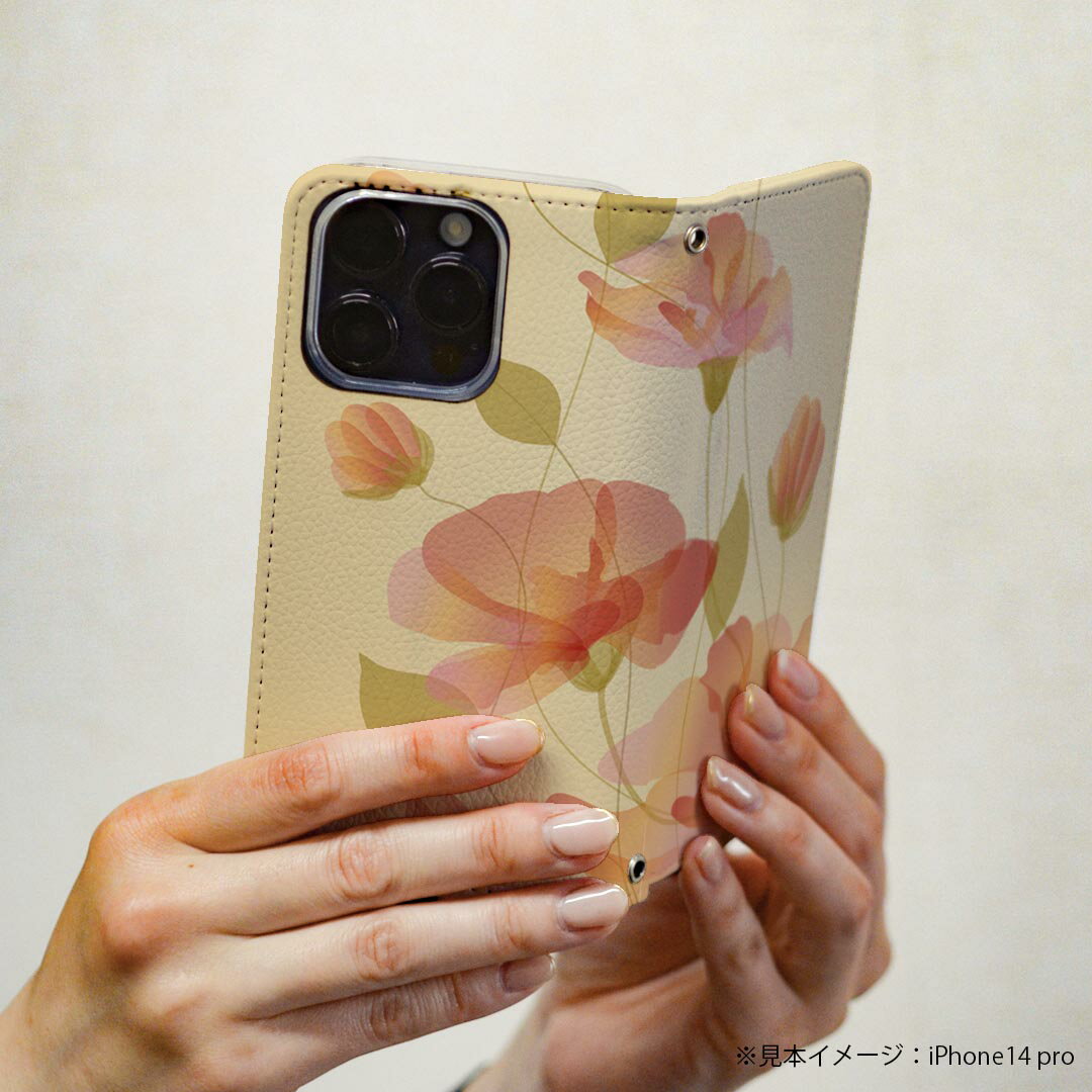 Xperia 10 V 用 スマホカバー SO-52D / SOG11 / A302SO / XQ-DC44 共通対応 ケース カバー 手帳型 マグネット式 ピタッと閉まる レザーケース カード収納 ポケット 002041 花　　ピンク