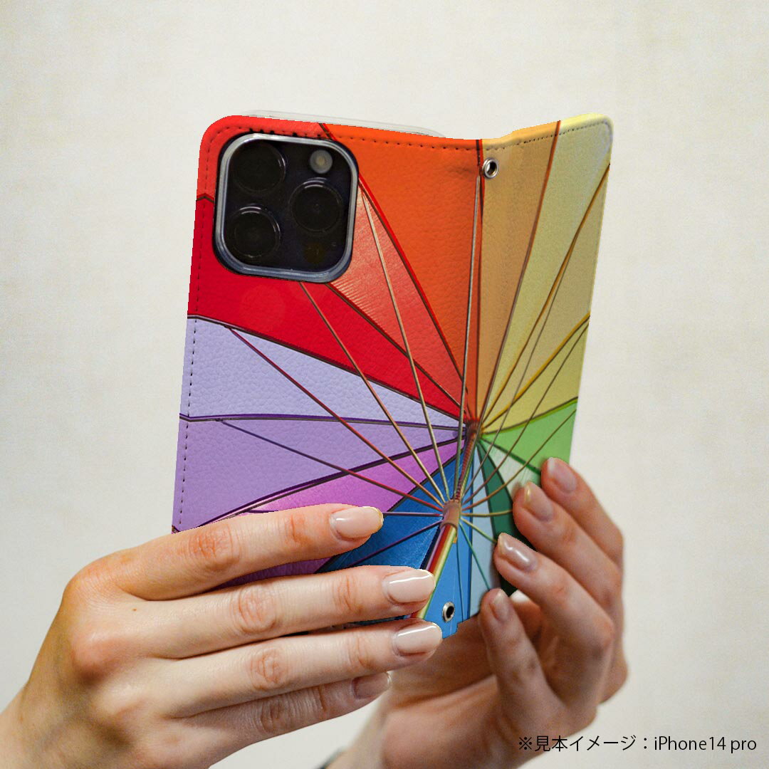 Galaxy A53 5G SC-53C / SCG15 共通対応 専用 ケース カバー 手帳型 マグネット式 ピタッと閉まる レザーケース sc53c カード収納 ポケット igcase 002496 カラフル　傘