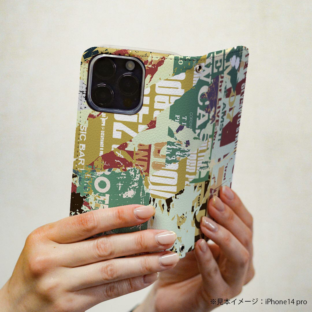 arrows N F-51C 用 ケース カバー 手帳型 マグネット式 ピタッと閉まる レザーケース f51c カード収納 ポケット 002523 英語　文字　ビンテージ