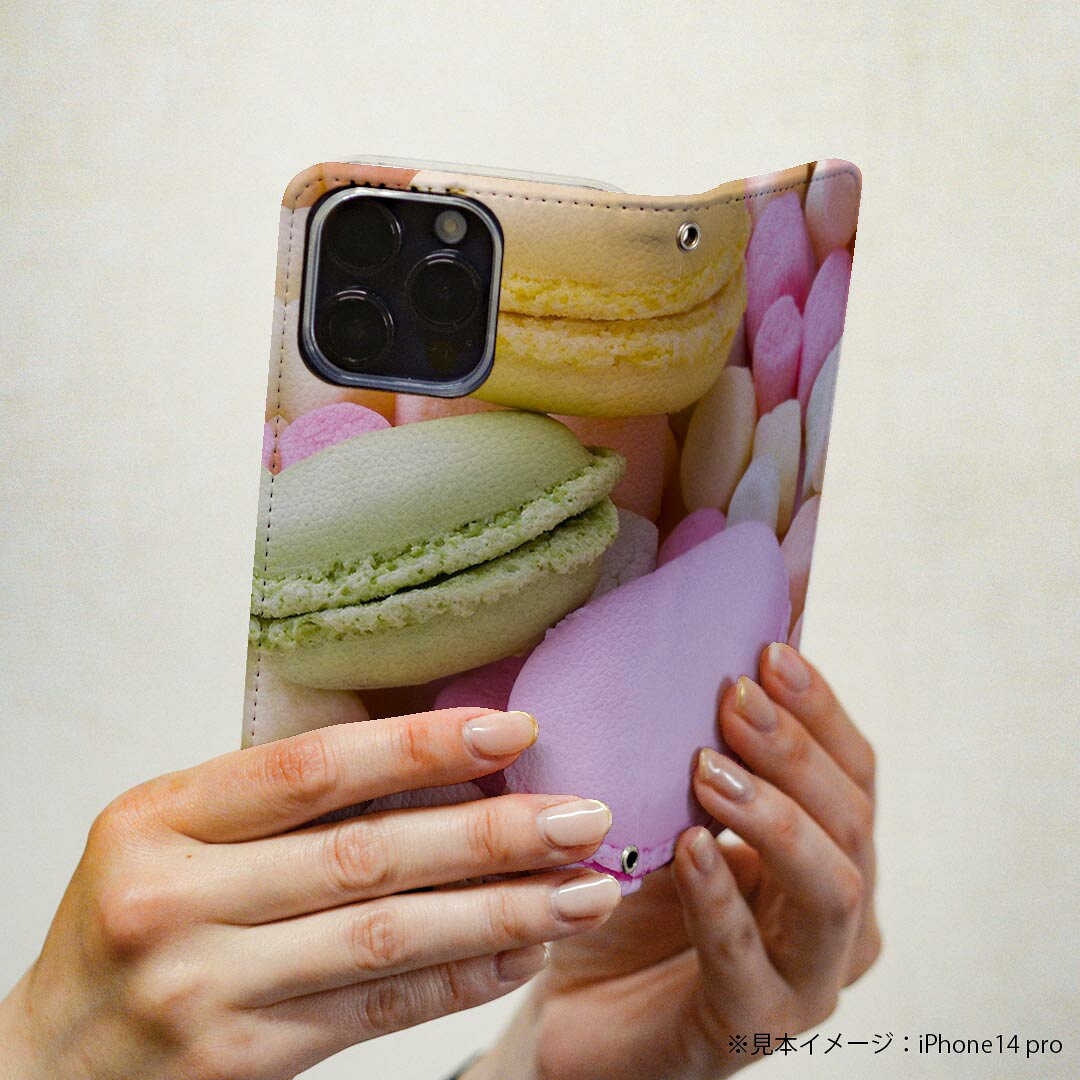 Xperia 5 III 用 スマホカバー SO-53B / SOG05 共通対応 ケース カバー 手帳型 マグネット式 ピタッと閉まる レザーケース カード収納 ポケット 002600 マカロン　カラフル　写真