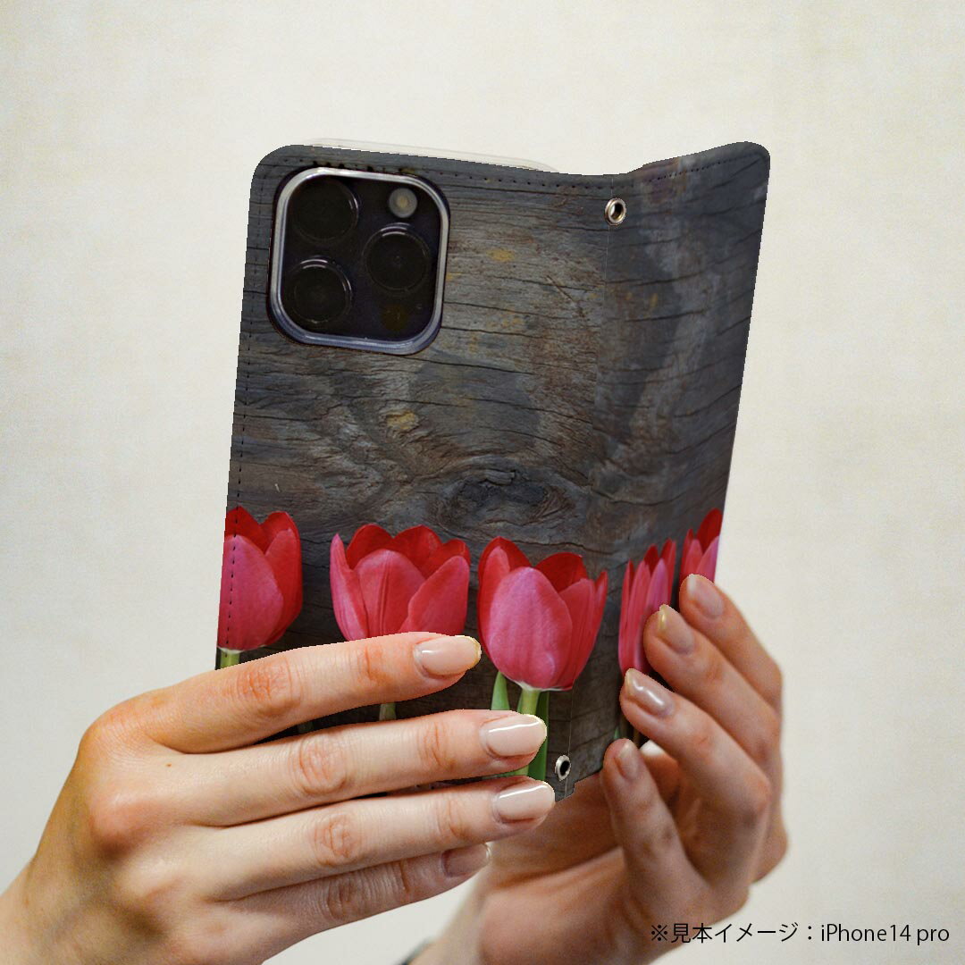 Google Pixel5 ケース 専用 ケース カバー 手帳型 マグネット式 ピタッと閉まる レザーケース pixel 5 カード収納 ポケット igcase 002731 花　チューリップ　写真