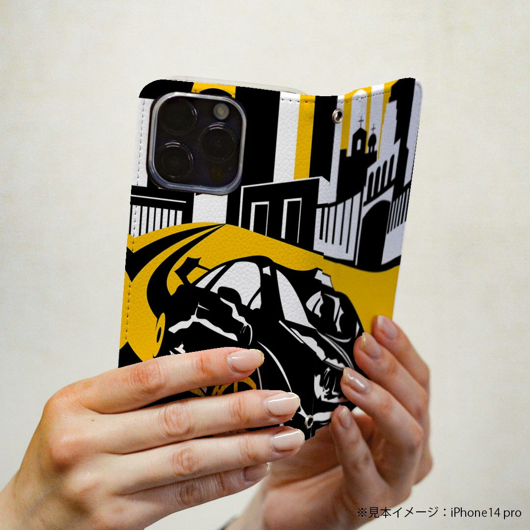 Xperia 5 II 用 スマホカバー SO-52A / SOG02 共通対応 ケース カバー 手帳型 マグネット式 ピタッと閉まる レザーケース カード収納 ポケット 002803 車　イラスト