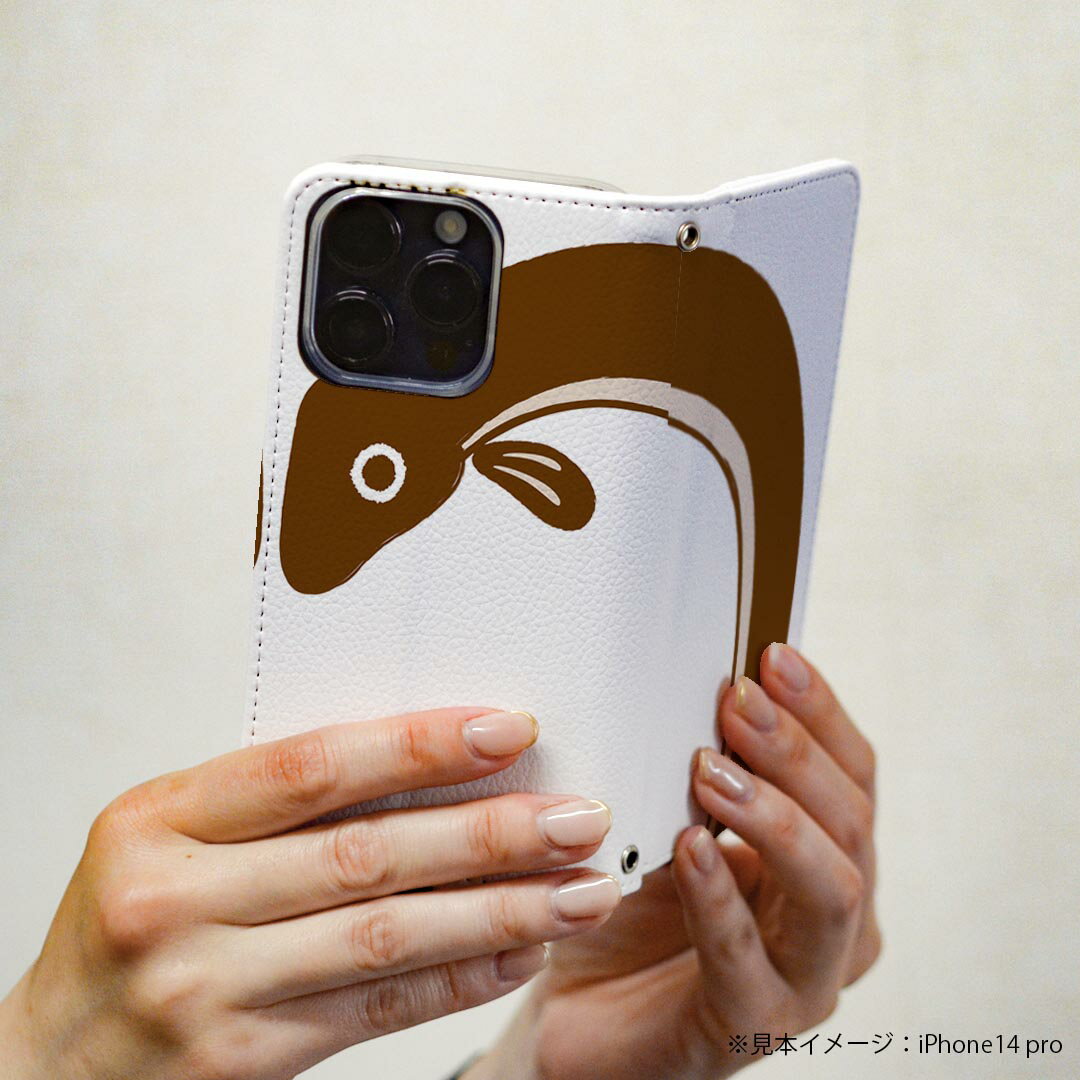 AQUOS sense9 用 手帳型ケース SH-53E / SHG14 / SH-M29 共通対応 カバー 手帳型 マグネット式 ピタッと閉まる レザーケース sh53e カード収納 ポケット igcase 002819 和風　和柄　魚