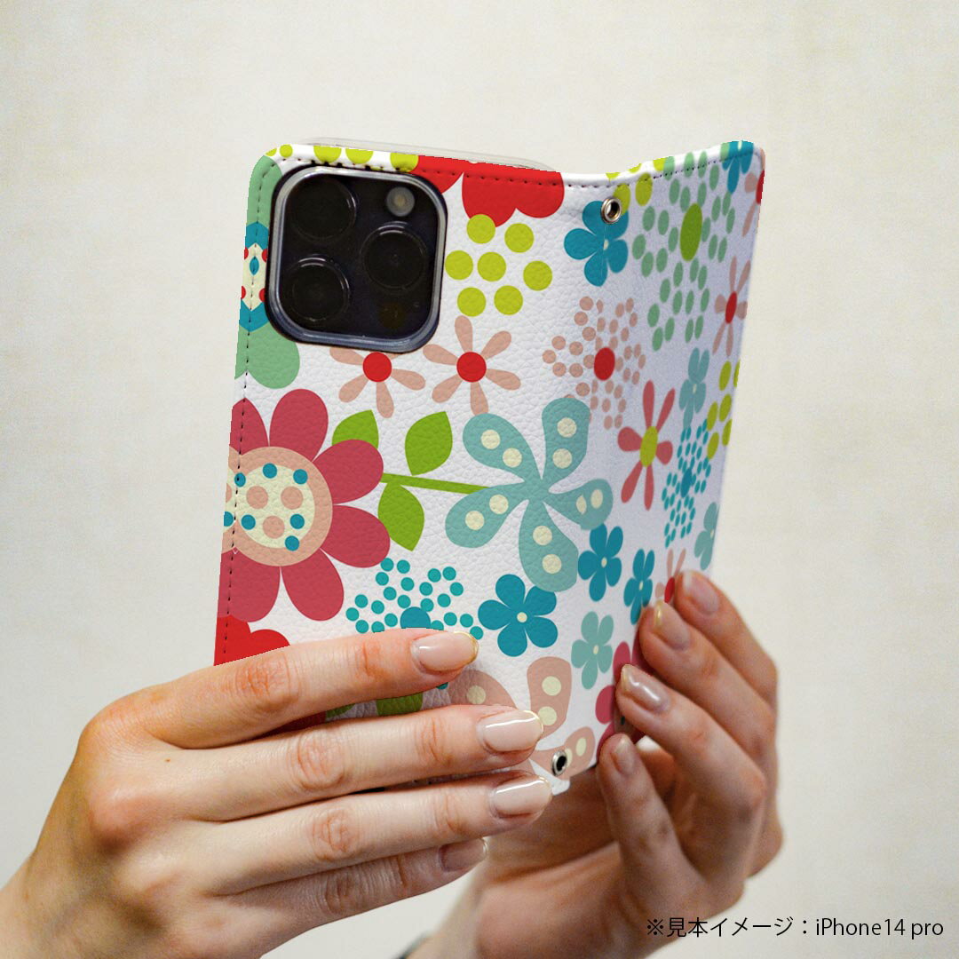 LGV33 Qua phone PX キュア フォン lgv33 専用 ケース カバー 手帳型 マグネット式 ピタッと閉まる レザーケース カード収納 ポケット igcase 003430 花　カラフル