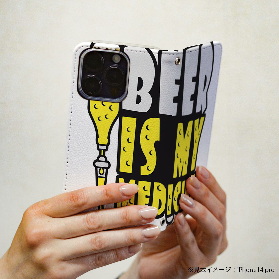 Galaxy S24 用 手帳型 ケース カバー SC-51E / SCG25 / SM-S921 共通対応 ケース カバー 手帳型 マグネット式 ピタッと閉まる レザーケース カード収納 ポケット 003527 英語　文字　ビール