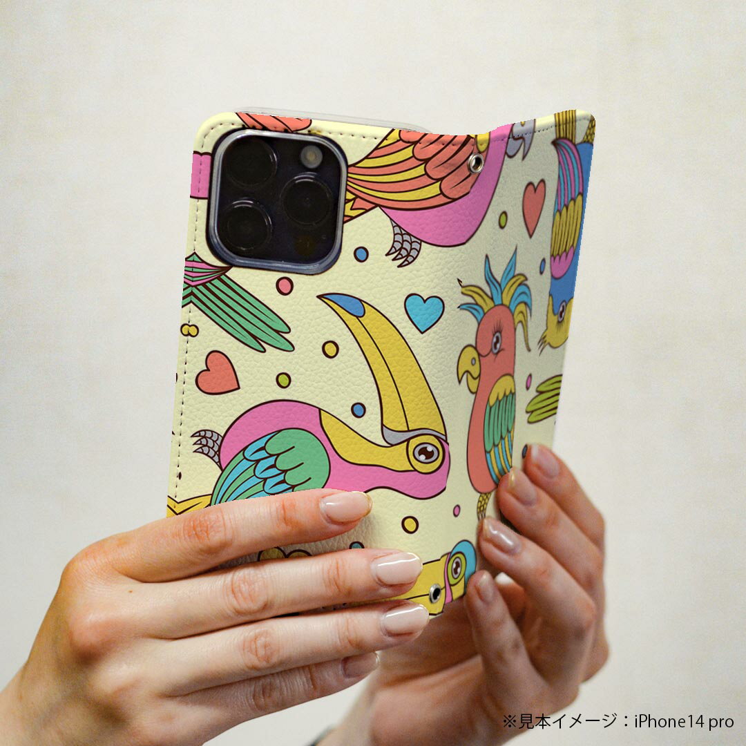 Xperia Ace II SO-41B エクスペリア 専用 ケース カバー 手帳型 マグネット式 ピタッと閉まる レザーケース so41b カード収納 ポケット igcase 003550 鳥　動物　ハート