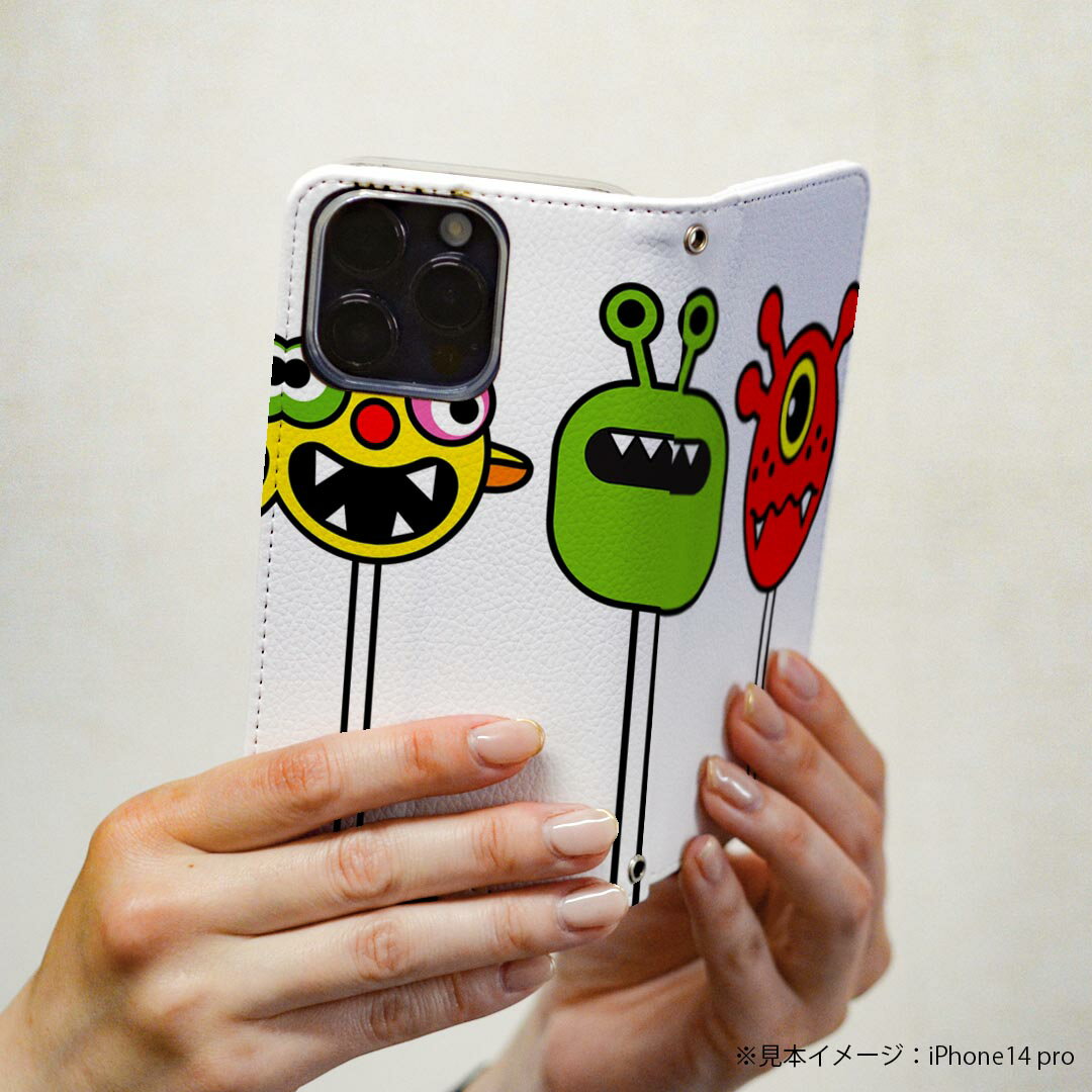 arrows N F-51C 用 ケース カバー 手帳型 マグネット式 ピタッと閉まる レザーケース f51c カード収納 ポケット 003556 キャラクター　モンスター