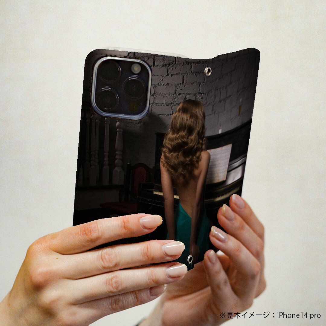 iPhone15pro 6.1インチ 専用 各キャリア iPhone15 Pro プロ 共通対応 ケース カバー 手帳型 マグネット式 ピタッと閉まる レザーケース カード収納 ポケット igcase 003626 人物　写真　ピアノ