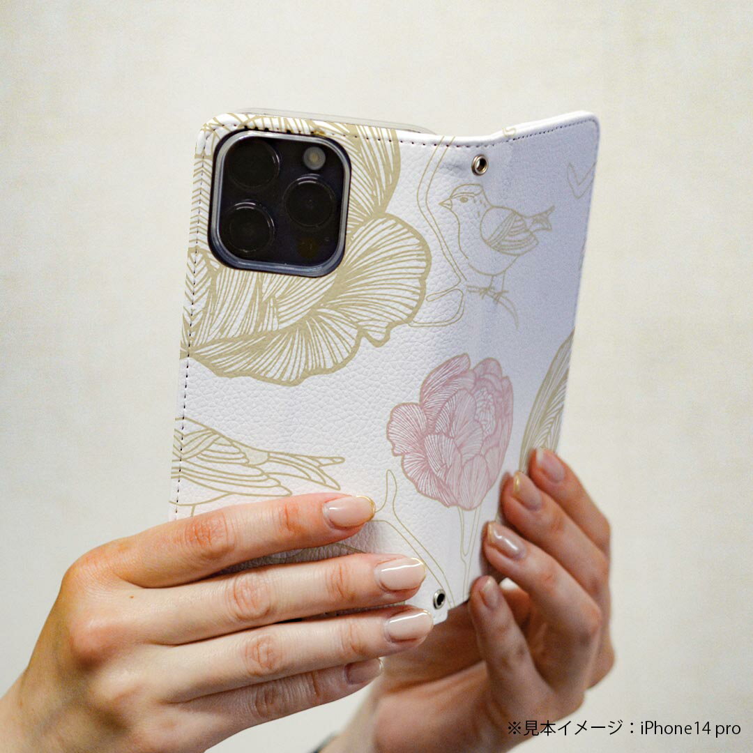 L-01K V30+ LG 専用 ケース カバー 手帳型 マグネット式 ピタッと閉まる レザーケース l01k カード収納 ポケット igcase 003758 花　イラスト