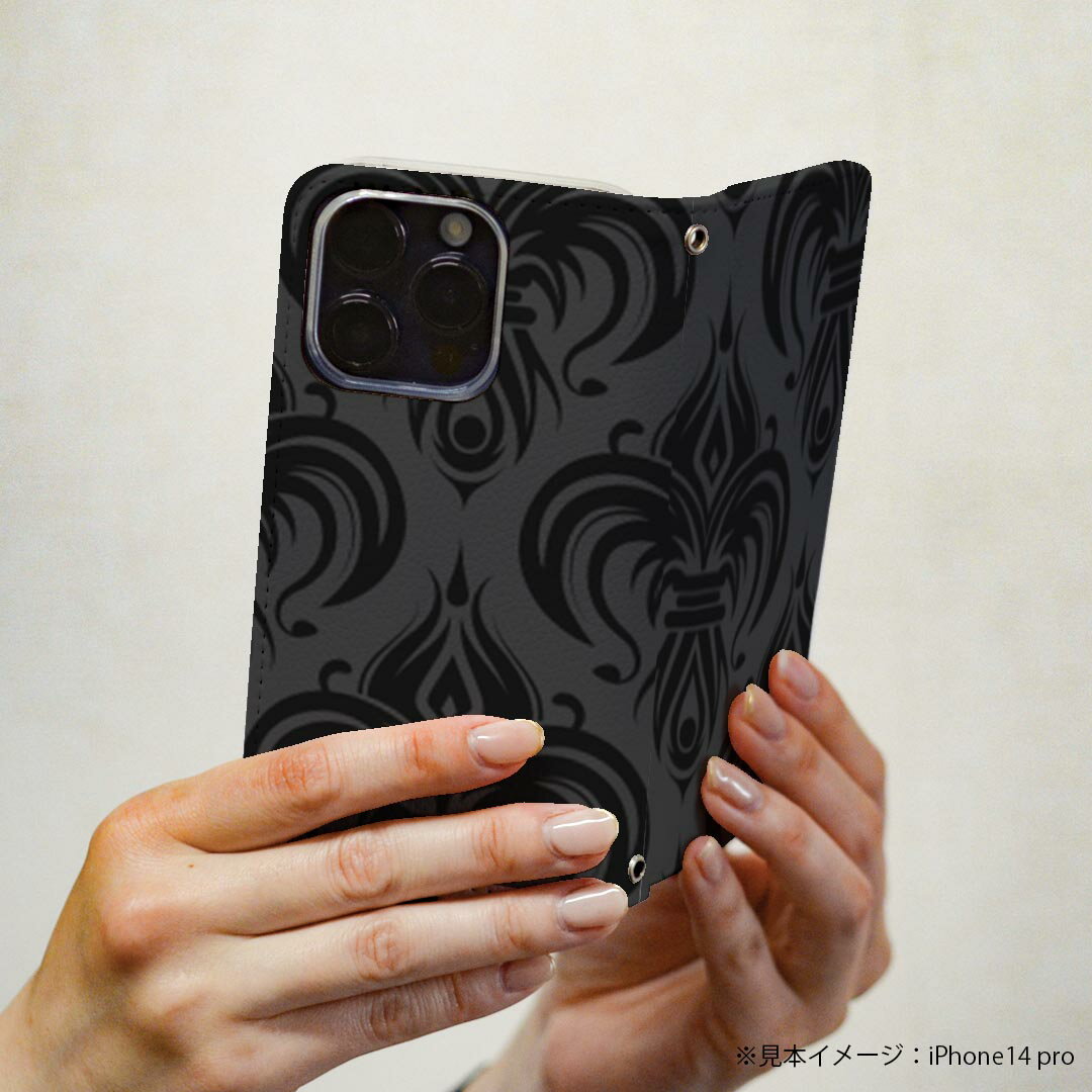 Google Pixel 9 / Pixel 9 pro 共通対応 スマホカバー pixel9 pixel9pro ケース カバー 手帳型 マグネット式 ピタッと閉まる レザーケース カード収納 ポケット 003793 模様　エレガント　黒