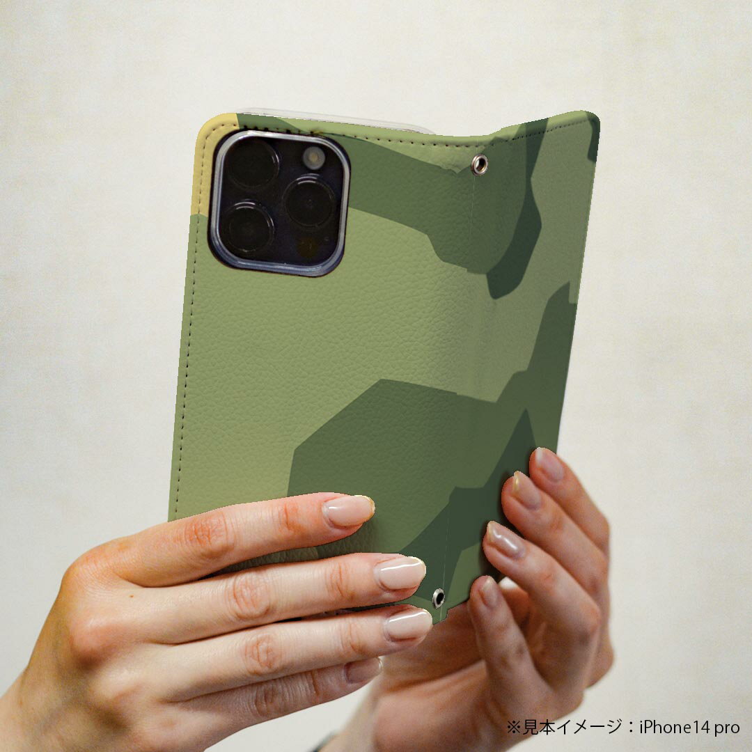 Galaxy A23 5G SC-56C SCG18 専用 ケース カバー 手帳型 マグネット式 ピタッと閉まる レザーケース sc56c カード収納 ポケット igcase 003897 迷彩　カモフラ　模様