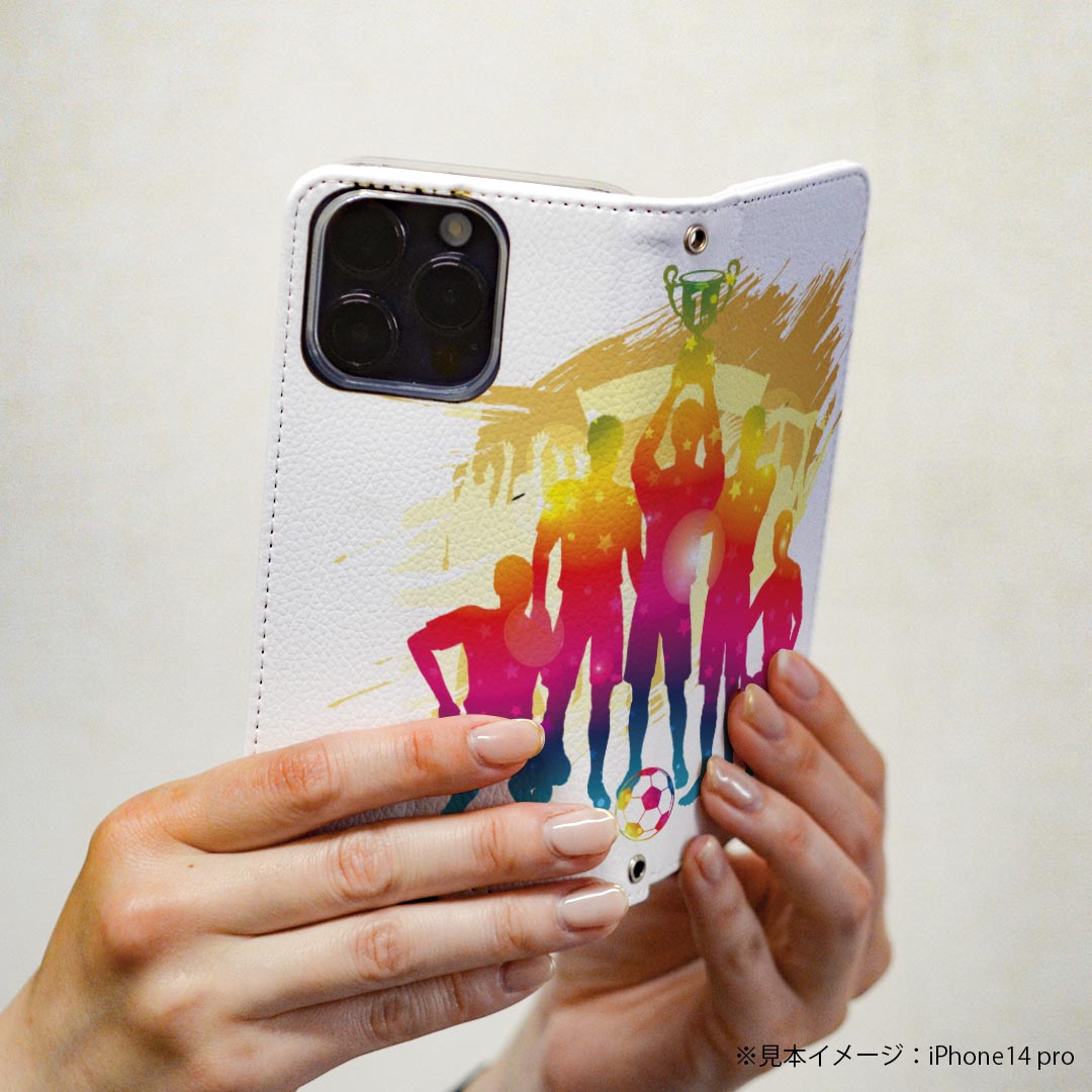 Xperia 10 VII 用 スマホカバー SO-52F / SOG16 / XQ-FE44 共通対応 ケース カバー 手帳型 マグネット式 ピタッと閉まる レザーケース カード収納 ポケット 020052 スポーツ サッカー