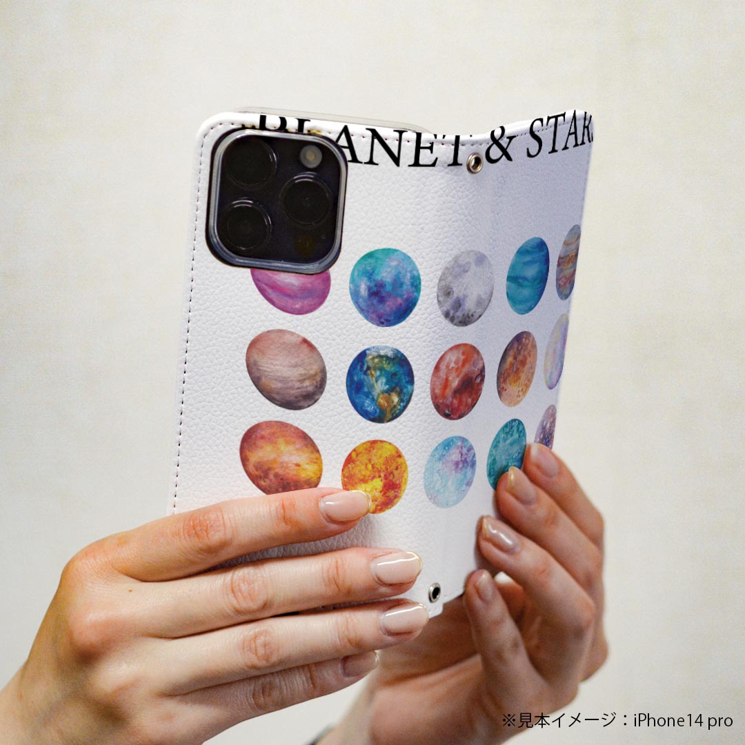 AQUOS sense SH-01K アクオスセンス 専用 ケース カバー 手帳型 マグネット式 ピタッと閉まる レザーケース sh01k カード収納 ポケット igcase 020068 宇宙 宇宙 惑星