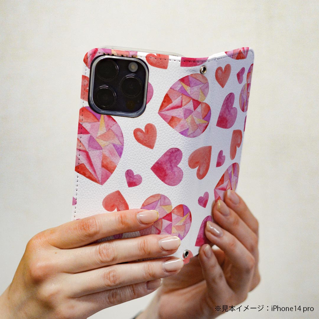 Xperia Ace III SO-53C SOG08 共通対応 専用 ケース カバー 手帳型 マグネット式 ピタッと閉まる レザーケース so53c カード収納 ポケット igcase 020614 マスクデザイン バレンタイン ハート