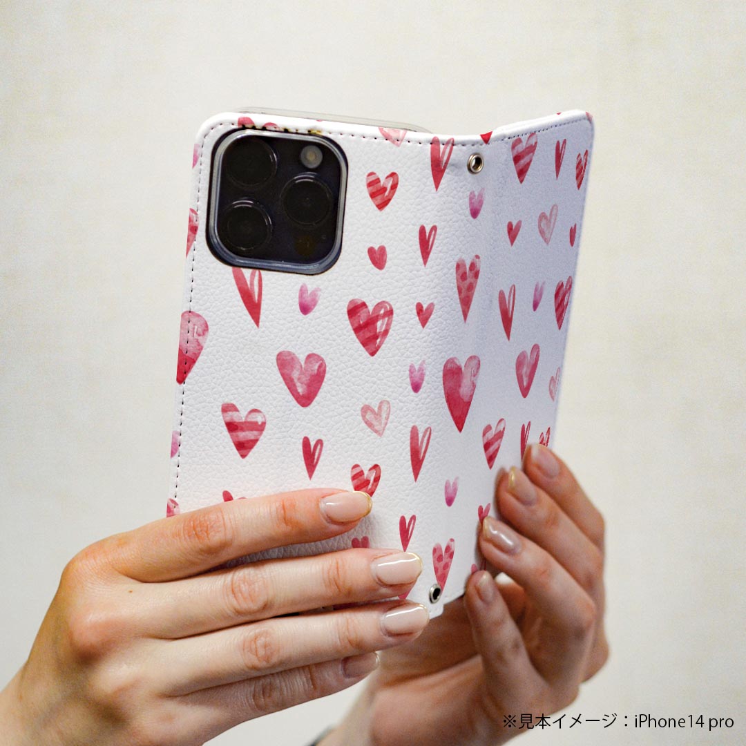 arrows NX F-01J アローズ NX 専用 ケース カバー 手帳型 マグネット式 ピタッと閉まる レザーケース f01j カード収納 ポケット igcase 020622 マスクデザイン バレンタイン ハート