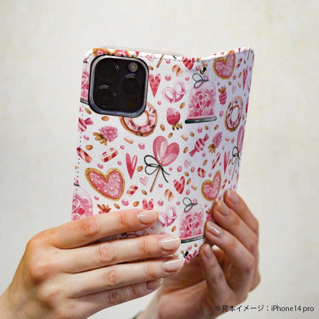 AQUOS ZETA SH-04H アクオスフォン ゼータ sh04h 専用 ケース カバー 手帳型 マグネット式 ピタッと閉まる レザーケース カード収納 ポケット igcase 020623 マスクデザイン バレンタイン ハート