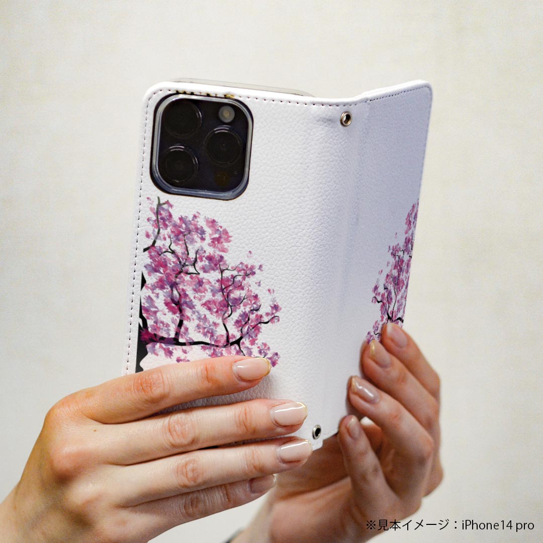 AQUOS R2 SH-03K アクオスR2 専用 ケース カバー 手帳型 マグネット式 ピタッと閉まる レザーケース sh03k カード収納 ポケット igcase 020632 マスクデザイン 桜 吹雪 春