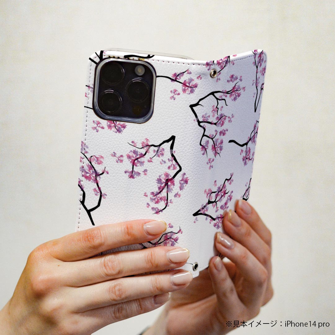 Xperia Ace III SO-53C SOG08 共通対応 専用 ケース カバー 手帳型 マグネット式 ピタッと閉まる レザーケース so53c カード収納 ポケット igcase 020633 マスクデザイン 桜 吹雪 春