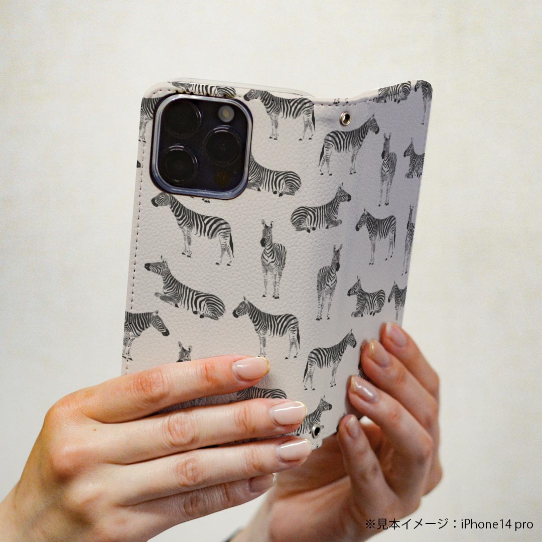 Galaxy S21 5G SC-51B ギャラクシー 専用 ケース カバー 手帳型 マグネット式 ピタッと閉まる レザーケース sc51b カード収納 ポケット igcase 020645 マスクデザイン シマウマ 総柄