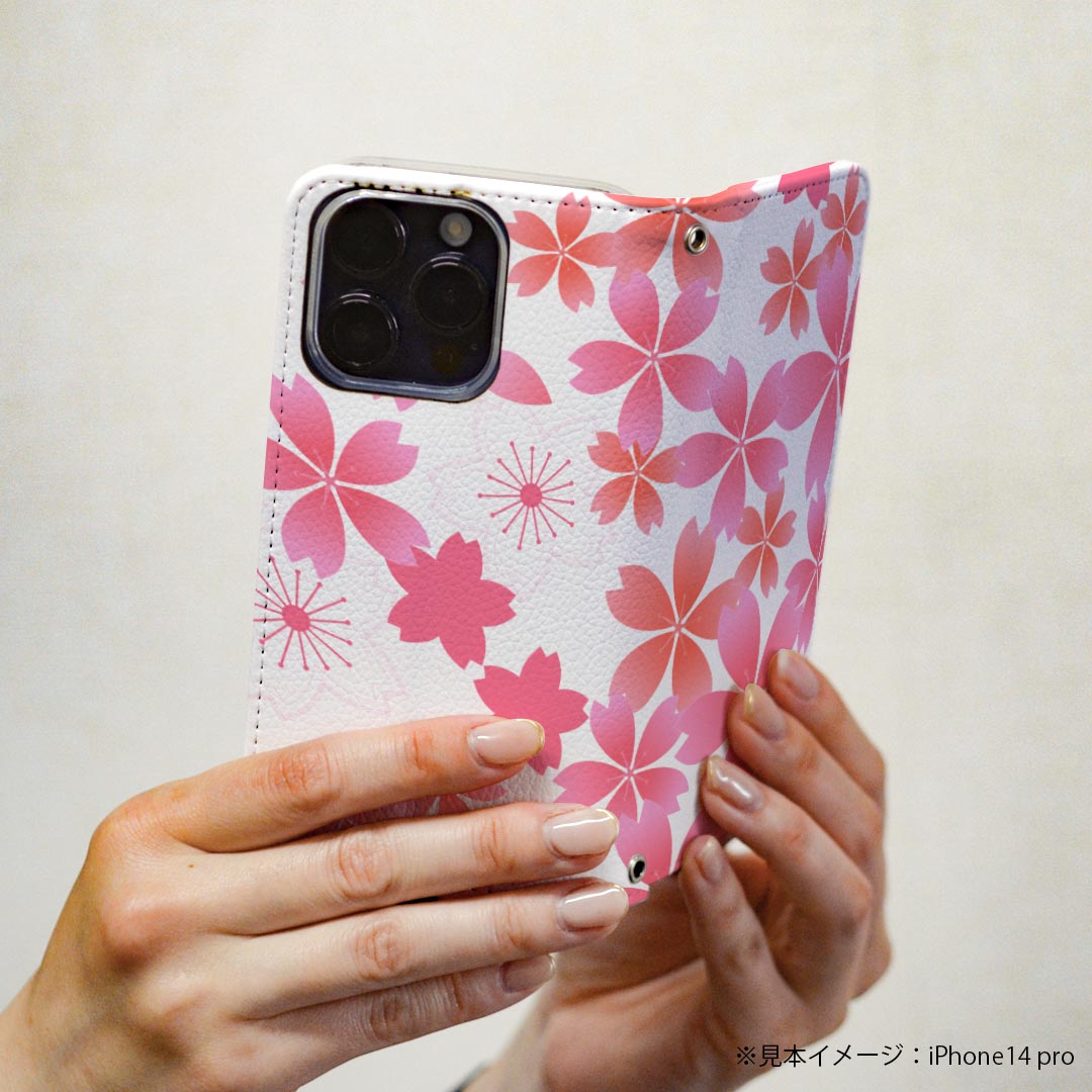 らくらくスマートフォン me F-01L 専用 ケース カバー 手帳型 マグネット式 ピタッと閉まる レザーケース f01l カード収納 ポケット igcase 020656 マスクデザイン 桜 花びら