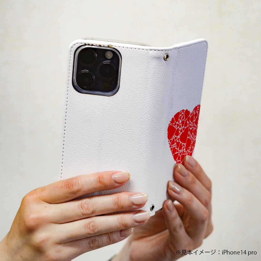 Xperia Ace III SO-53C SOG08 共通対応 専用 ケース カバー 手帳型 マグネット式 ピタッと閉まる レザーケース so53c カード収納 ポケット igcase 020692 マスクデザイン バレンタイン ハート