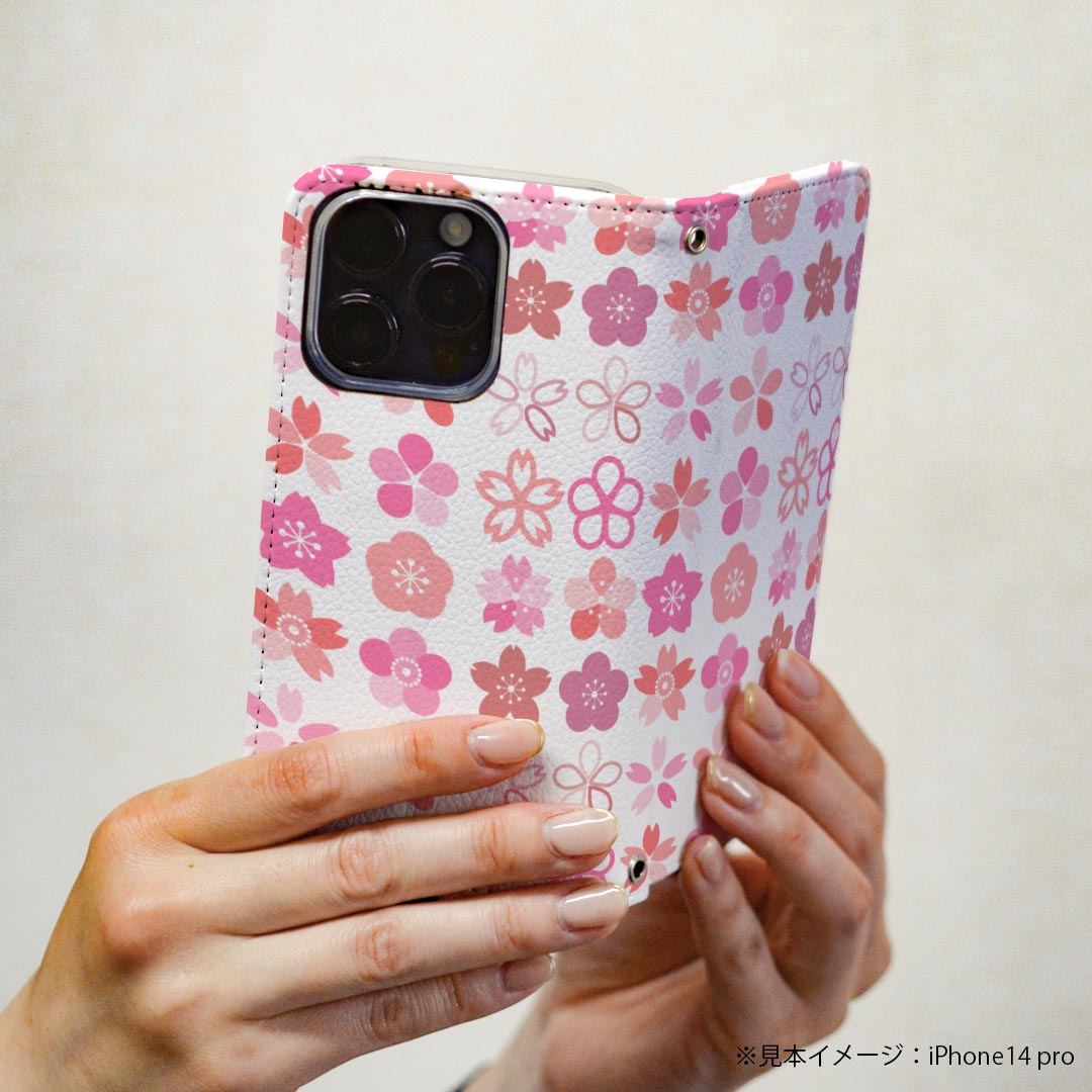 iPhone13pro 6.1インチ 専用 各キャリア iPhone13 Pro プロ 共通対応 ケース カバー 手帳型 マグネット式 ピタッと閉まる レザーケース iphone13pro カード収納 ポケット igcase 020709 マスクデザイン 春 桜 梅