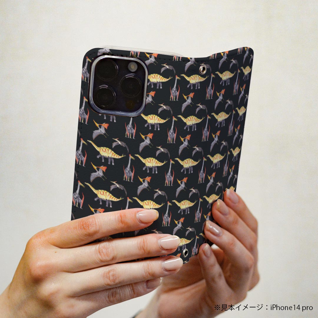 Xperia 10 V SO-52D / SOG11 / A302SO / XQ-DC44 エクスペリア 専用 ケース カバー 手帳型 マグネット式 ピタッと閉まる レザーケース so52d カード収納 ポケット igcase 020747 マスクデザイン 恐竜 ダイナソー Dinosaurs