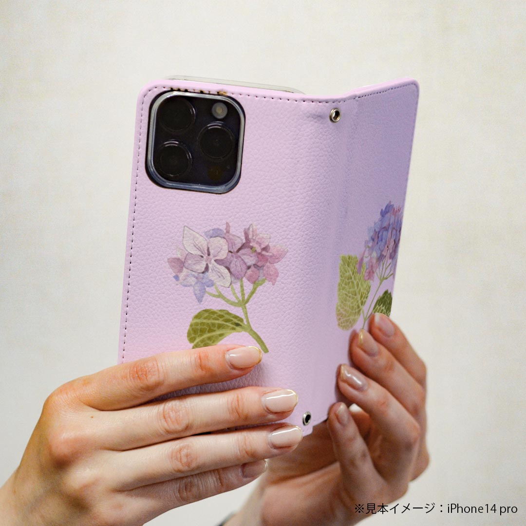 AQUOS sense7 SH-53C SHG10 専用 ケース カバー 手帳型 マグネット式 ピタッと閉まる レザーケース sh53c カード収納 ポケット igcase 020813 マスクデザイン 梅雨 紫陽花