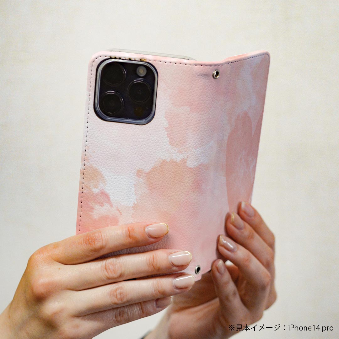 iPhone16plus 6.7インチ 専用 各キャリア iPhone 16 plus 共通対応 ケース カバー 手帳型 マグネット式 ピタッと閉まる レザーケース iphone 16plus カード収納 ポケット igcase 022838 ハート　水彩　ピンク