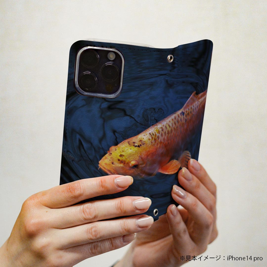 arrows NX F-01K アローズ NX 専用 ケース カバー 手帳型 マグネット式 ピタッと閉まる レザーケース f01k カード収納 ポケット igcase 022862 鯉　写真