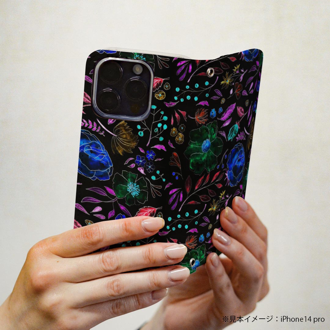 Xperia XZ SO-01J エクスペリア XZ so01j 専用 ケース カバー 手帳型 マグネット式 ピタッと閉まる レザーケース カード収納 ポケット igcase 022931 花　カラフル　模様