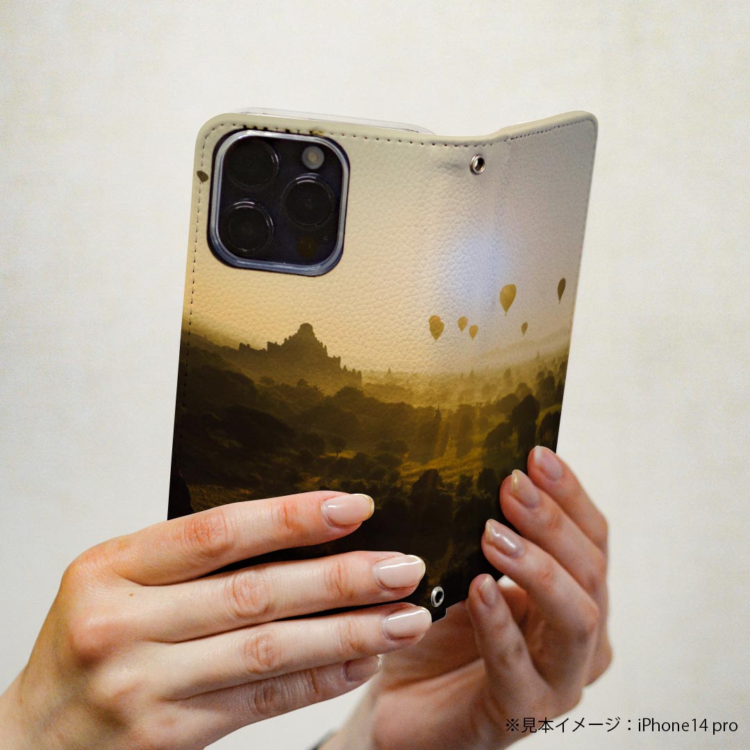 Xperia XZ2 SO-03K エクスペリア XZ2 専用 ケース カバー 手帳型 マグネット式 ピタッと閉まる レザーケース so03k カード収納 ポケット igcase 022938 風景　空　気球