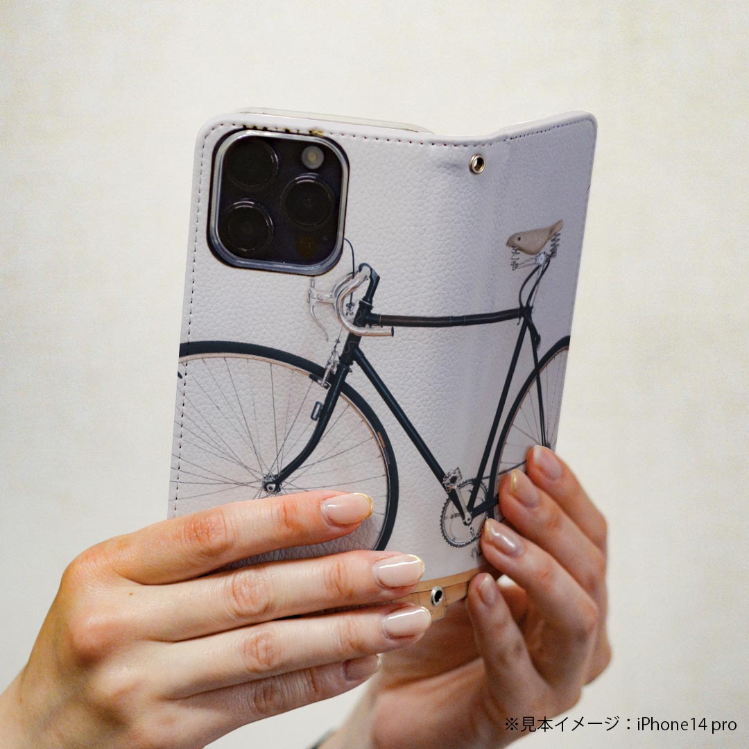 AQUOS R2 SHV42 アクオスアールツー au エーユー 専用 ケース カバー 手帳型 マグネット式 ピタッと閉まる レザーケース カード収納 ポケット igcase 022973 自転車　写真