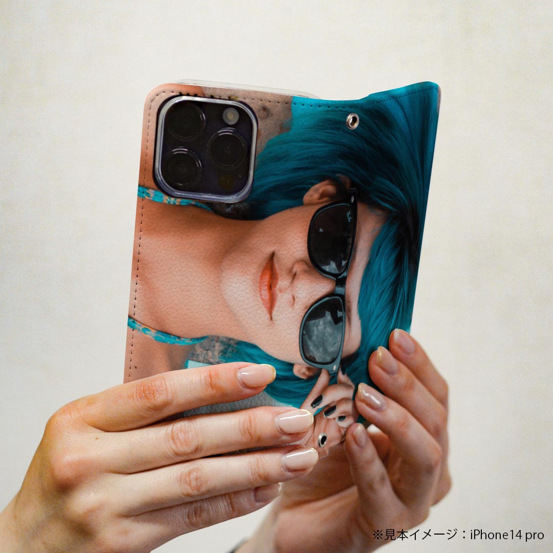 Galaxy S23 SC-51D SCG19 専用 ケース カバー 手帳型 マグネット式 ピタッと閉まる レザーケース sc51d カード収納 ポケット igcase 022994 人物　サングラス　写真