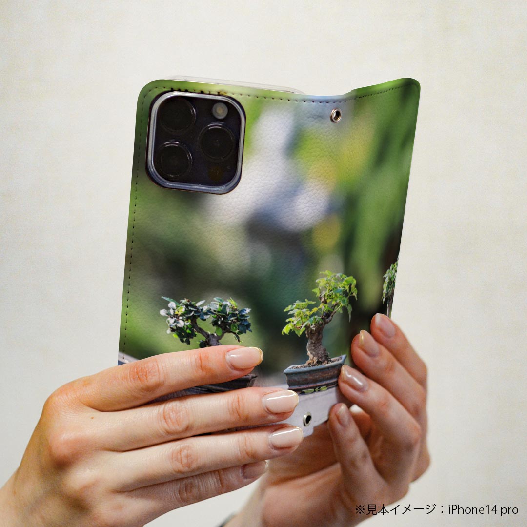 Galaxy S23 Ultra SC-52D SCG20 用 ケース カバー 手帳型 マグネット式 ピタッと閉まる レザーケース sc52d カード収納 ポケット 023001 盆栽　植物　写真