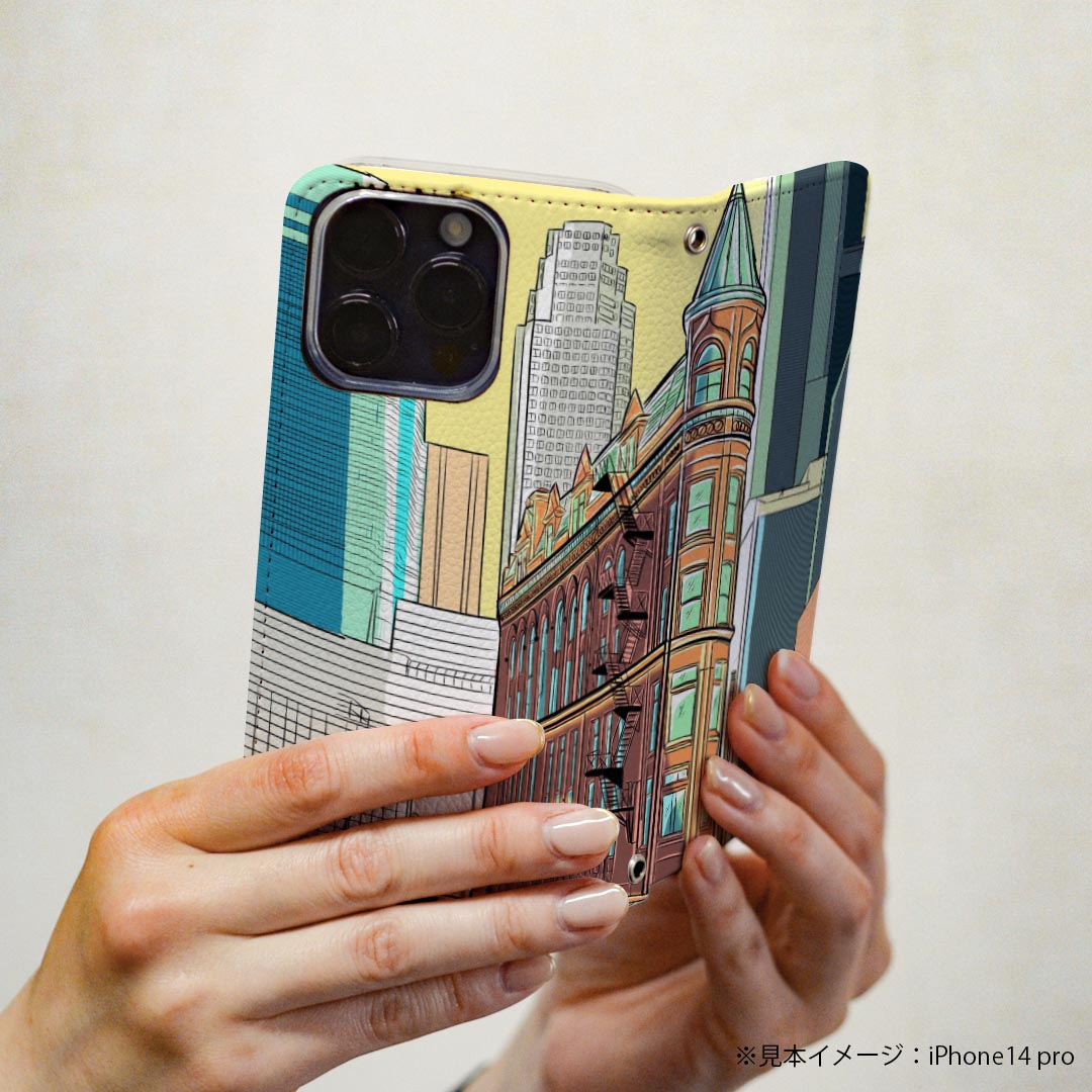 Pixel 8 用 手帳型 ケース ケース カバー 手帳型 マグネット式 ピタッと閉まる レザーケース カード収納 ポケット 023036 都市　風景　イラスト