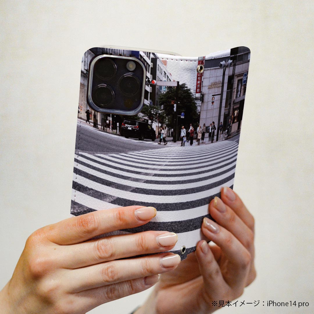 Galaxy A54 5G ギャラクシー SC-53D SCG21 専用 ケース 共通対応 カバー 手帳型 マグネット式 ピタッと閉まる レザーケース sc53d カード収納 ポケット igcase 023037 横断歩道　写真　風景