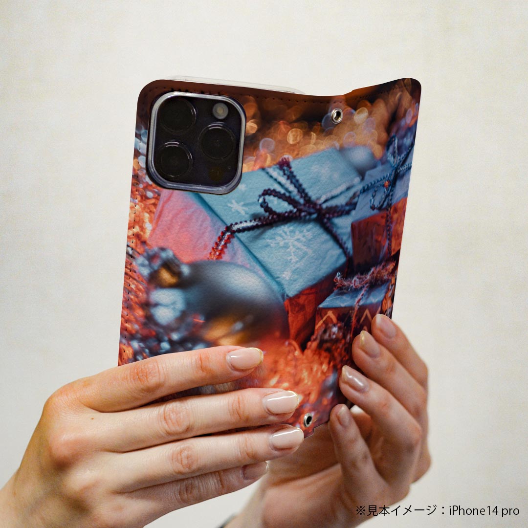 AQUOS R8 用 手帳型 ケース カバー SH-52D 対応 ケース カバー 手帳型 sh52d マグネット式 ピタッと閉まる レザーケース カード収納 ポケット 023115 クリスマス　写真