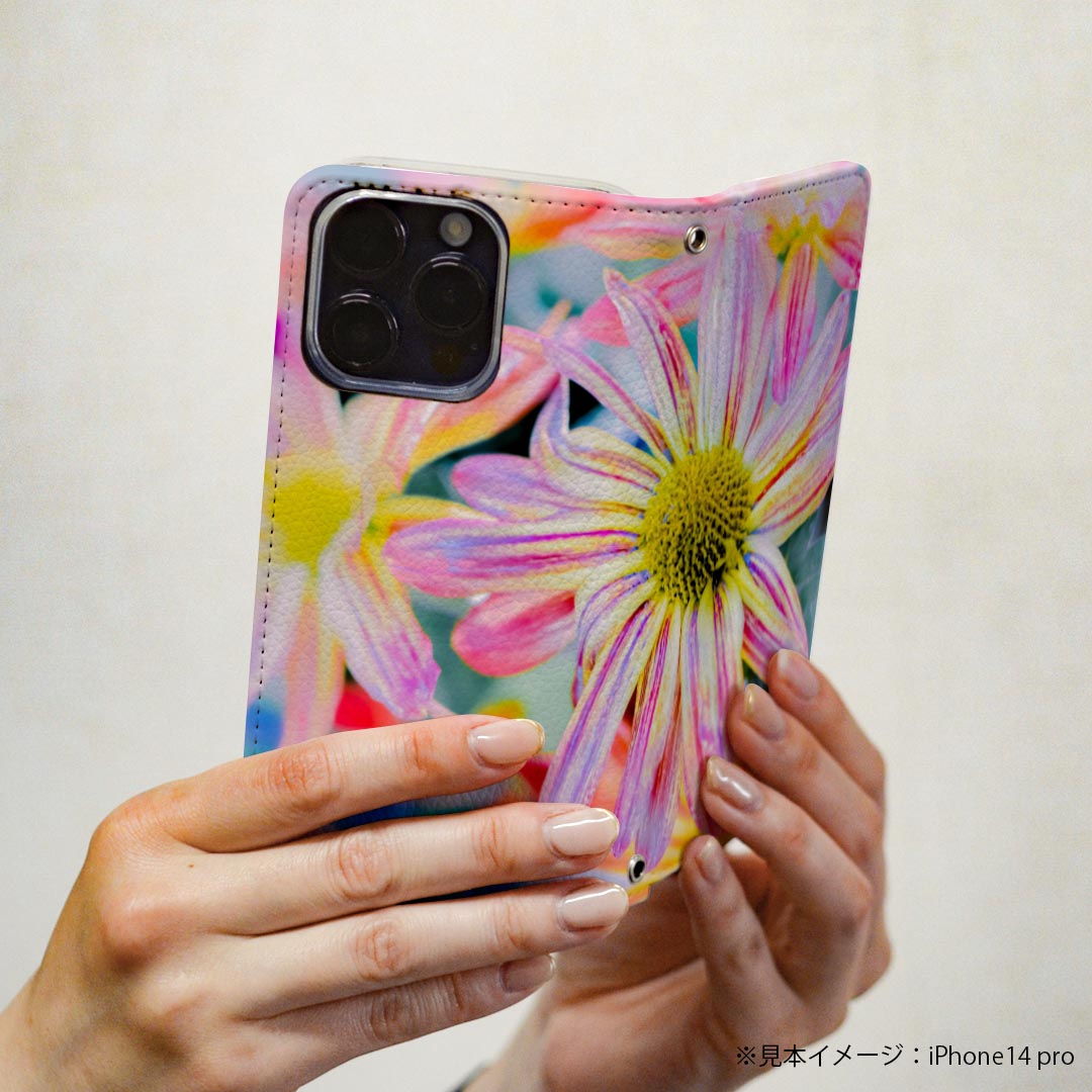 Xperia Z5 SO-01H エクスペリア ストラップ付き so01h 専用 ケース カバー 手帳型 マグネット式 ピタッと閉まる レザーケース カード収納 ポケット igcase 023117 花　カラフル