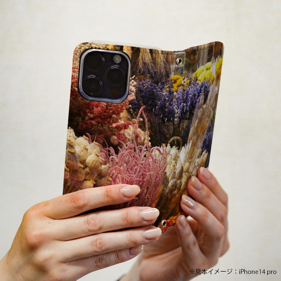 iPhone16 6.1インチ 専用 各キャリア iPhone 16 共通対応 ケース カバー 手帳型 マグネット式 ピタッと閉まる レザーケース iphone 16 カード収納 ポケット igcase 023294 ドライフラワー　写真　花