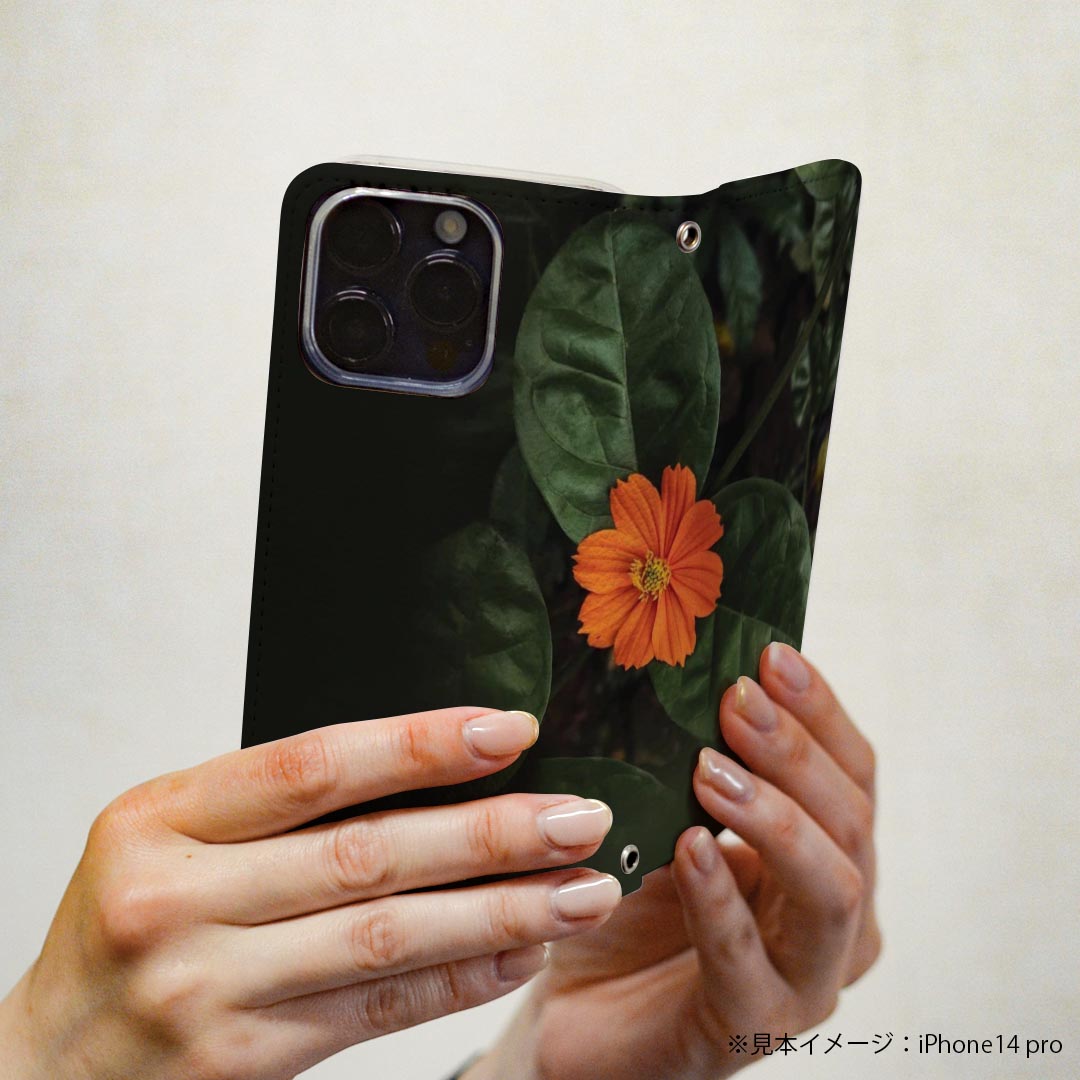 Galaxy A55 5G 用 手帳型ケース SC-53E / SCG27 共通対応 カバー 手帳型 マグネット式 ピタッと閉まる レザーケース sc53e カード収納 ポケット igcase 023326 花　フラワー　葉っぱ