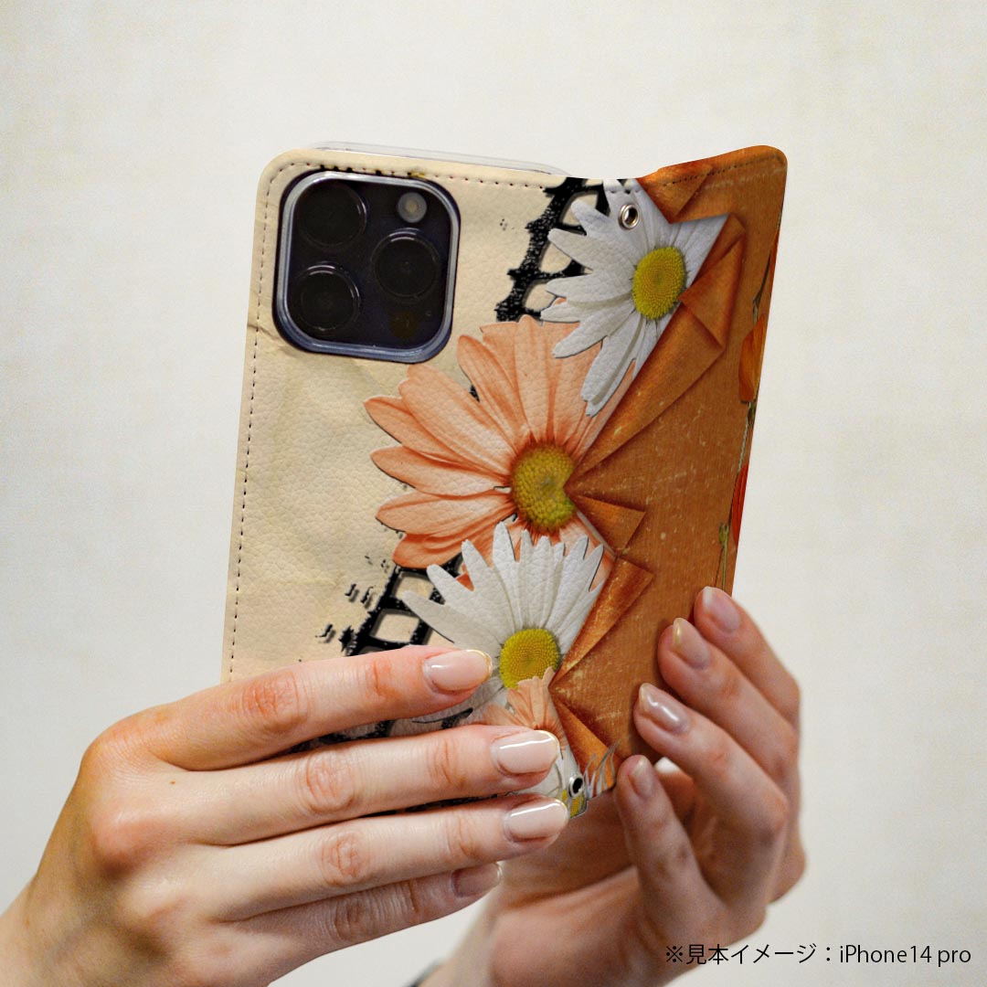 Xperia 10 IV 用 スマホカバー SO-52C / SOG07 共通対応 ケース カバー 手帳型 マグネット式 ピタッと閉まる レザーケース カード収納 ポケット 023339 花　フラワー　柄　模様