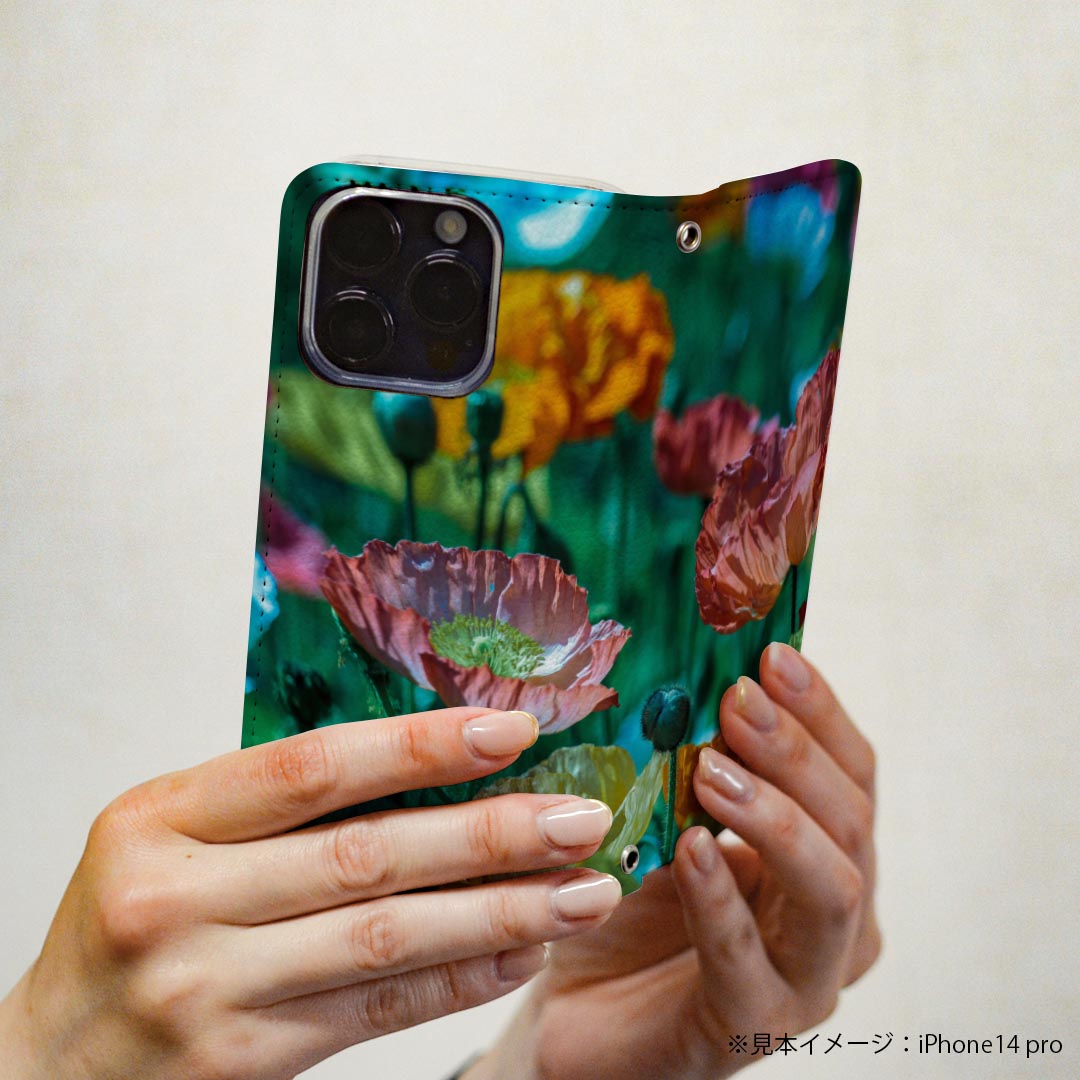 Galaxy S22 SC-51C / SCG13 共通対応 専用 ケース カバー 手帳型 マグネット式 ピタッと閉まる レザーケース sc51c カード収納 ポケット igcase 023360 花　フラワー　カラフル