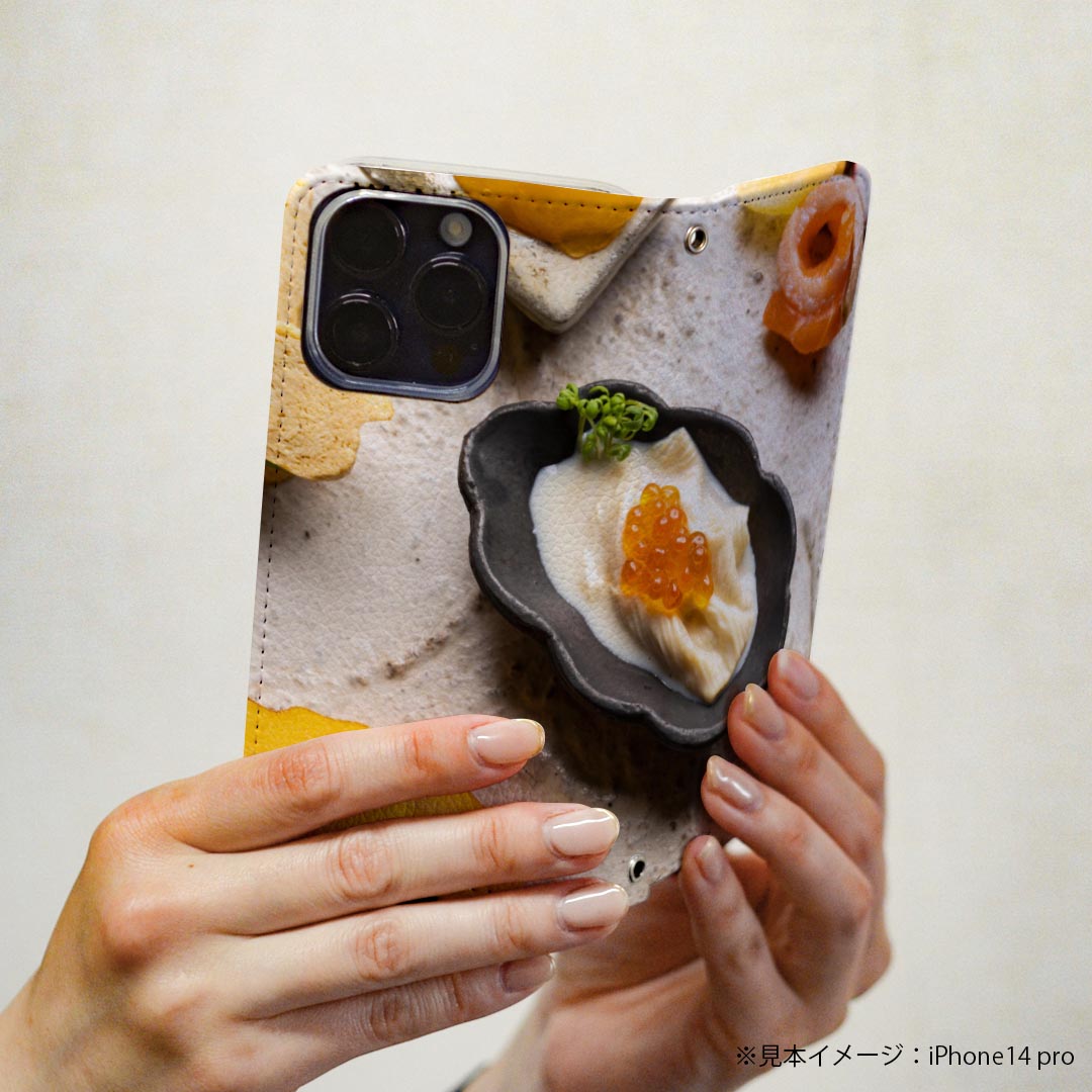 Galaxy S9 SC-02K ギャラクシー 専用 ケース カバー 手帳型 マグネット式 ピタッと閉まる レザーケース sc02k カード収納 ポケット igcase 023370 食べ物　写真　料理