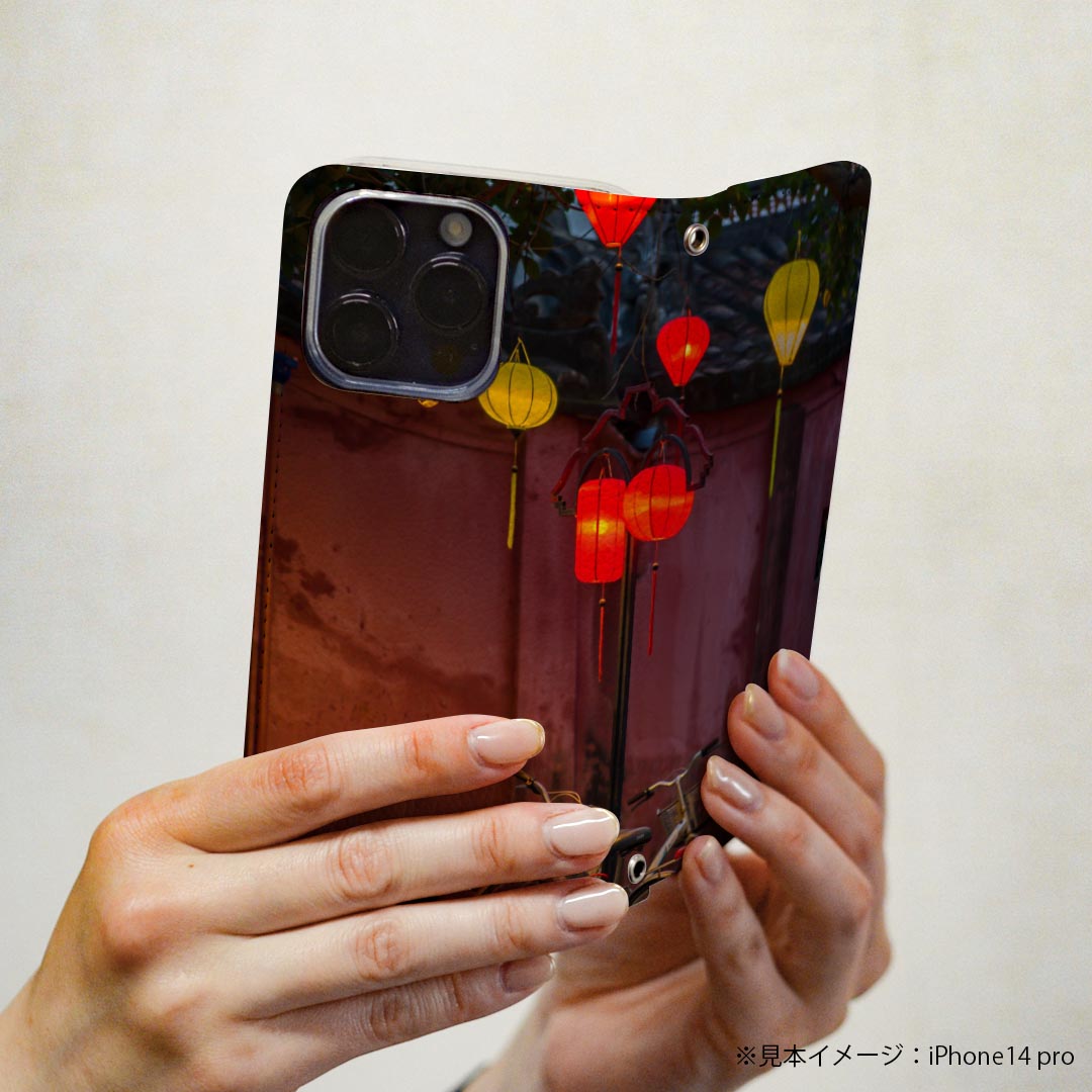 Xperia 1 VI 用 ケース カバー 手帳型 SO-51E / SOG13 / A401SO 共通対応 マグネット式 so51e ピタッと閉まる レザーケース カード収納 ポケット igcase 023439 風景　アジア　自転車